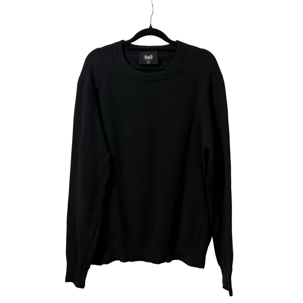 Y2k Dolce & Gabbana Crewneck Black 100% Cashmere Sweater Size Large